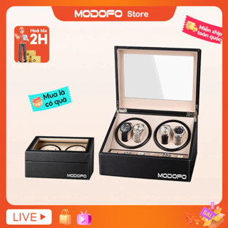 MODOFO Hộp xoay đồng hồ cơ Hộp đựng đồng hồ 4 Xoay Gỗ + 6 Cố Định Tự động lên cót với chế độ xoay lắc tự động