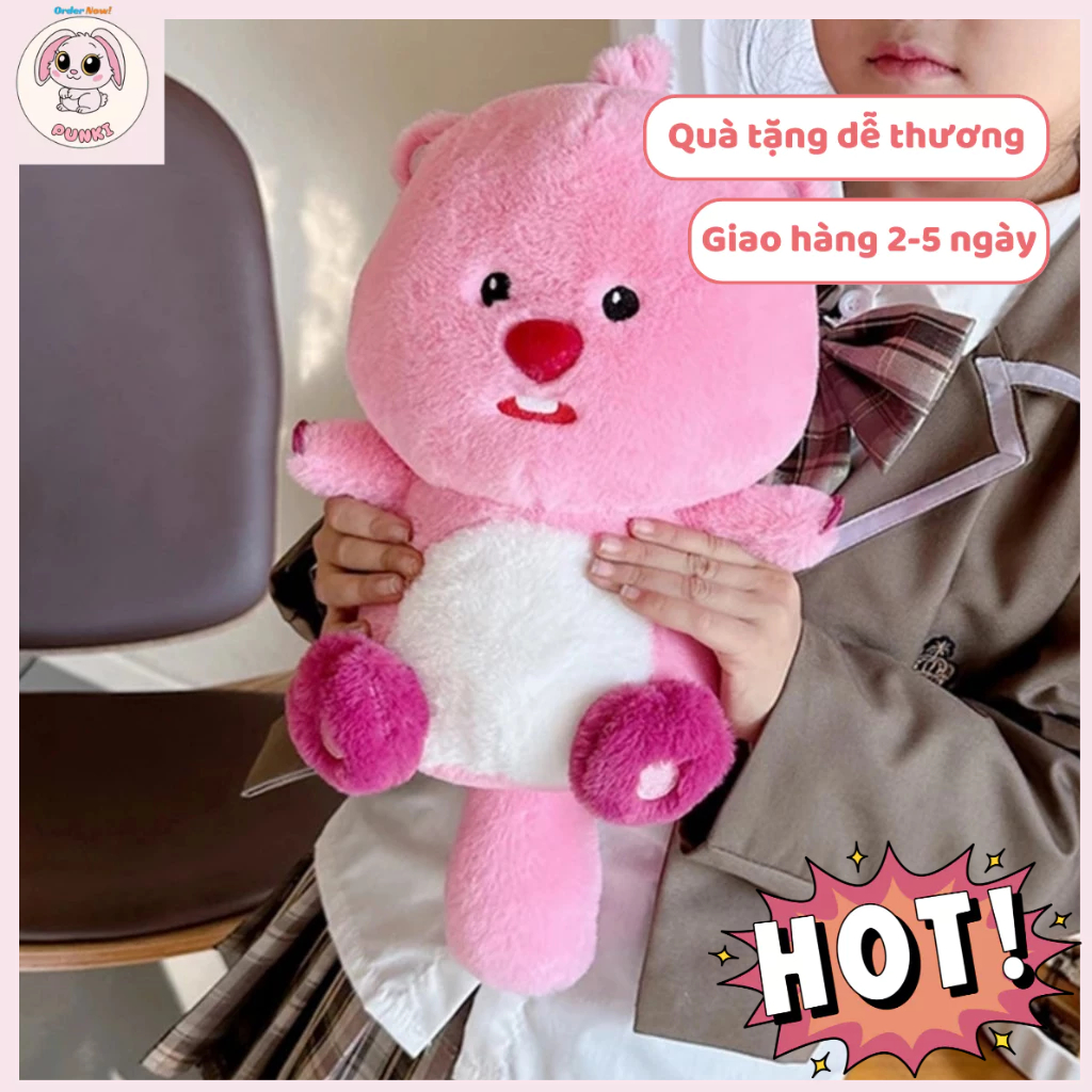 Đồ chơi Gấu Bông Hải Ly Loopy Hồng. thú nhồi bông loopy siêu dễ thương - Gấu Bông Punki