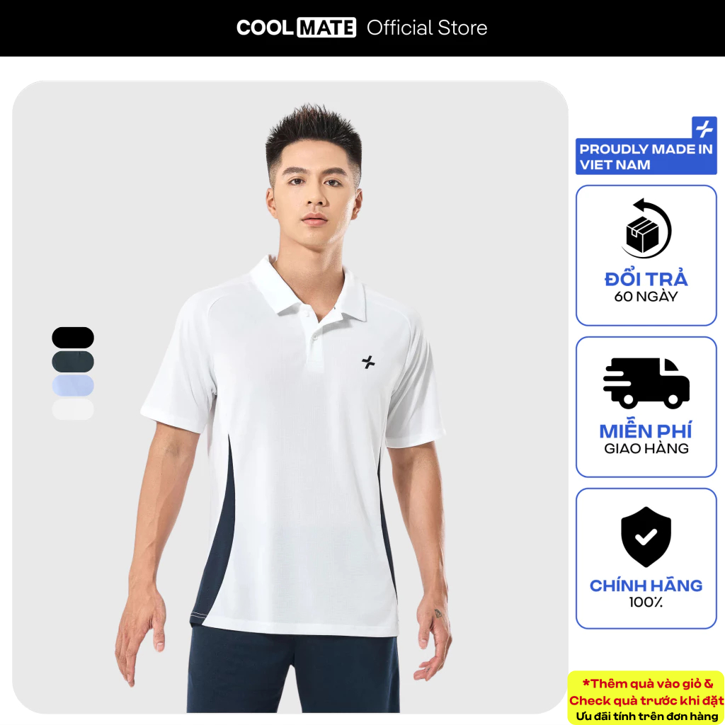 [TẶNG WRISTBAND]Áo Polo thể thao nam Pickleball Promax Sideflow thoáng khí co giãn thấm hút tốt Coolmate