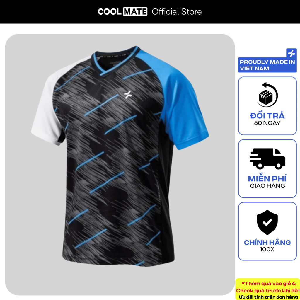 [SALE TẾT-]Áo thun thể thao pickleball cầu lông Racquet Sport Graphic Slash ExDry thoáng khí Coolmat