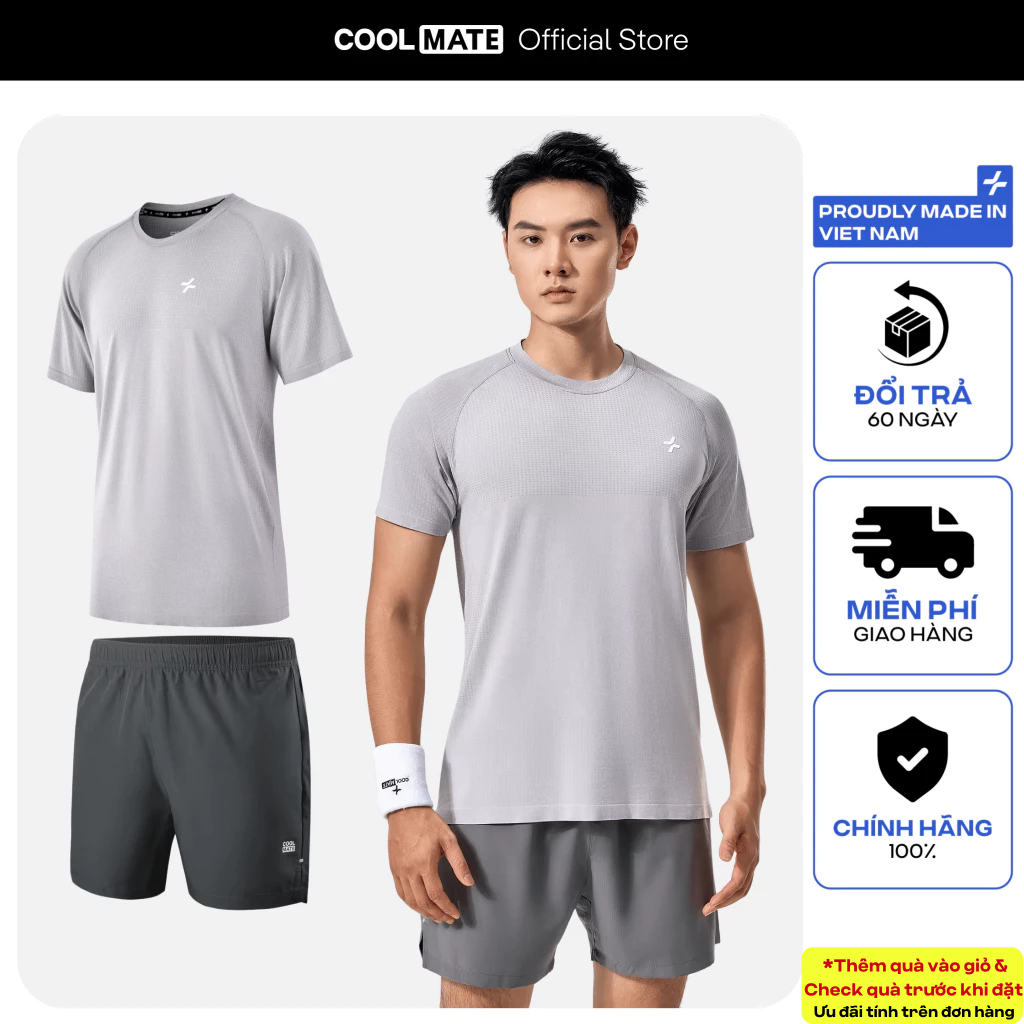 [SALE TẾT]Set thể thao nam Áo thun Training Seamless Body Mapping Quần Shorts Gym 5inch Essentials C