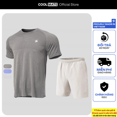 [TẶNG TẤT]Set thể thao nam Áo Tshirt Training Seamless Body Mapping Quần Shorts 7 inch đa năng Coolmate