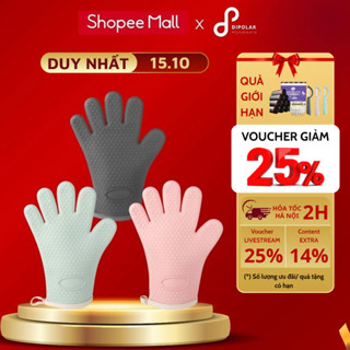 Găng Tay Silicon DIPOLAR DGT03 Lót Nỉ Cách Nhiệt Bao 5 Lớp Chống Bỏng Chịu Nhiệt Độ Cao 230°C