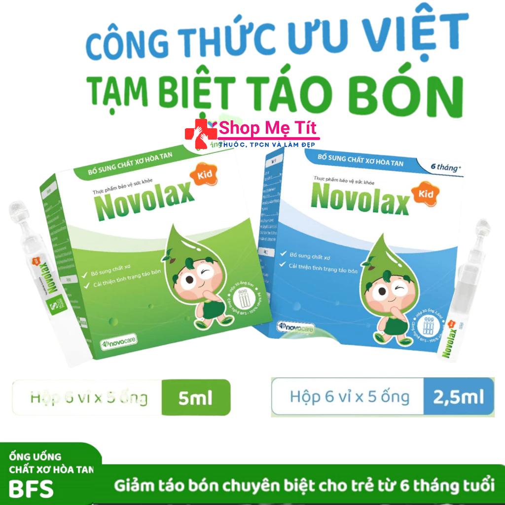 Novolax Kid - Bổ sung chất xơ hòa tan từ thiên nhiên - Giảm táo bón cho trẻ từ 6 tháng tuổi (30 ống)