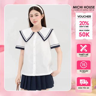 Áo Suông Nữ MICHI HOUSE Áo Xuông Sơ Mi Cổ Thuỷ Thủ Tay Ngắn A123