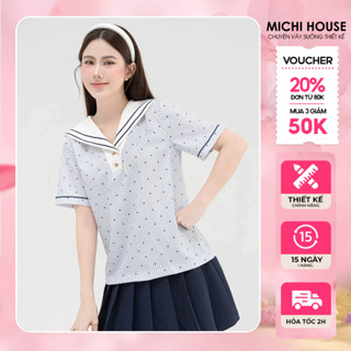 Áo Suông Nữ Michi House Áo Xuông Cổ Thuỷ Thủ Tay Ngắn Hoạ Tiết Trái Tim A122