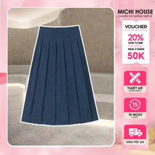 Chân Váy Cạp Chun CV18 Chân Váy Jean Dáng Xuông Dài Cạp Chun Co Dãn Xếp Ly Bigsize CV18