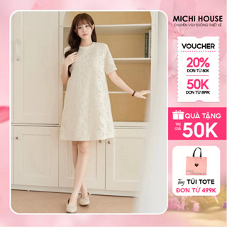 Đầm Suông A MICHI HOUSE Váy Xuông Ren Hoa Dáng Dài Đến Gối V810