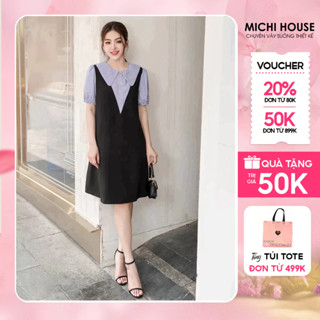 Đầm Suông Công Sở MICHI House Váy Xuông Chữ A Cổ Sơ Mi Ngắn Tay Có Bigsize V709
