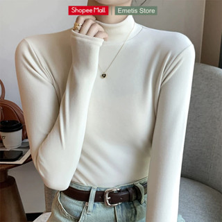  Áo thun giữ nhiệt nữ lót nỉ EMETIS H319 co giãn 4 chiều phong cách HÀN QUỐC 