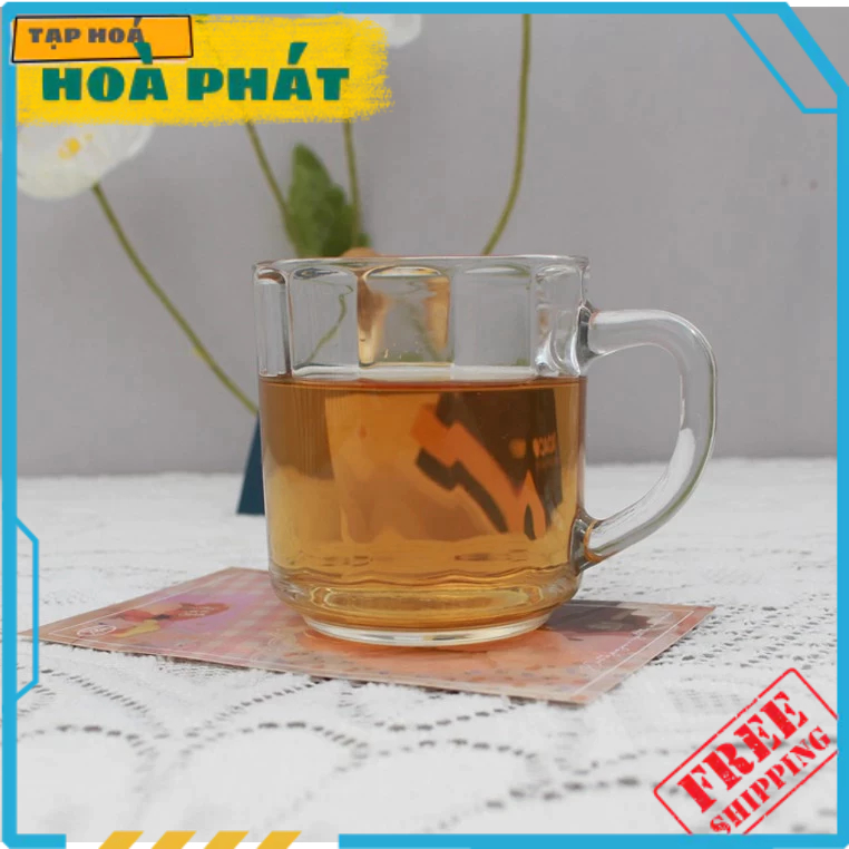 6 Cái Ly Thuỷ Tinh UG 345 295ml Thái Lan, sọc quai cầm chuyên dùng uống trà