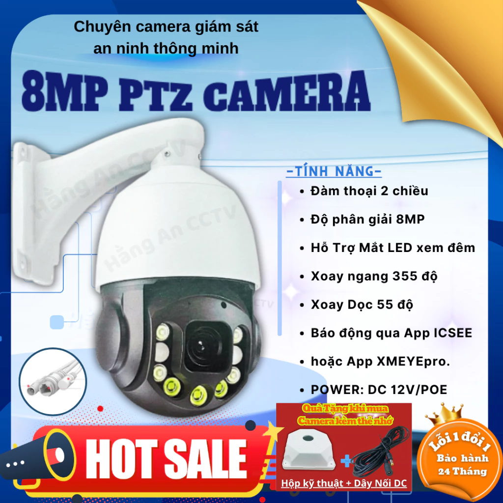 CAMERA 8MP cáp nguồn 12V PTZ POE - XM-V20Z28IR-8M - Zoom 36X - Vỏ kim loại , chống nước IP66