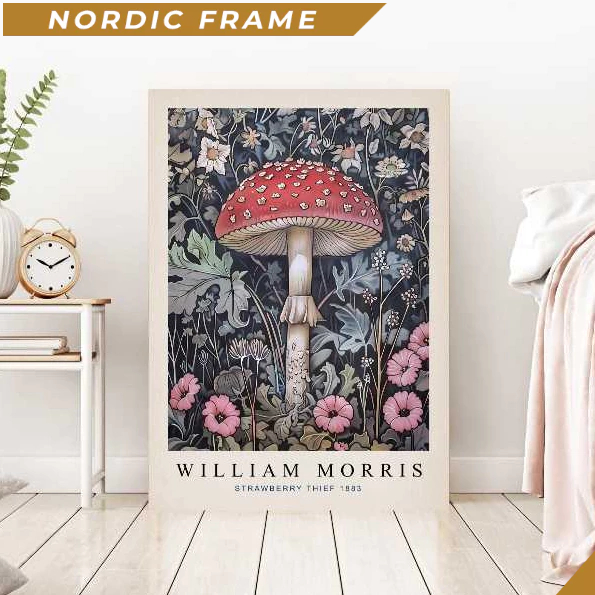 Tranh treo tường, William Morris Mushroom Art Print, William Morris Flowers, Flower Art Print, Botan