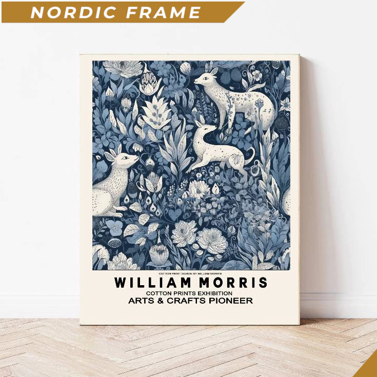 Tranh treo tường, William Morris Art Print, William Morris Blue Flowers, Morris Print, Flower Art Pr
