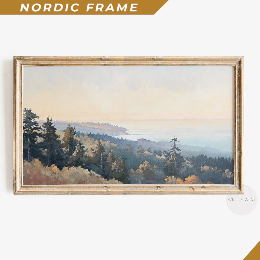 Tranh treo tường, Summer Landscape TV Art  Coastal Ocean TV Art  Spring Warm Pastel Sunset  Vintage 