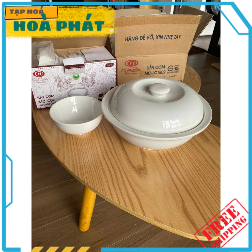 Liễn Cơm / Bát Cơm Nắp Sứ Trắng Trơn Minh Châu