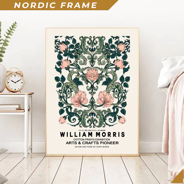 Tranh treo tường, William Morris Art Print, William Morris Green Flowers, Morris Print, Flower Art P
