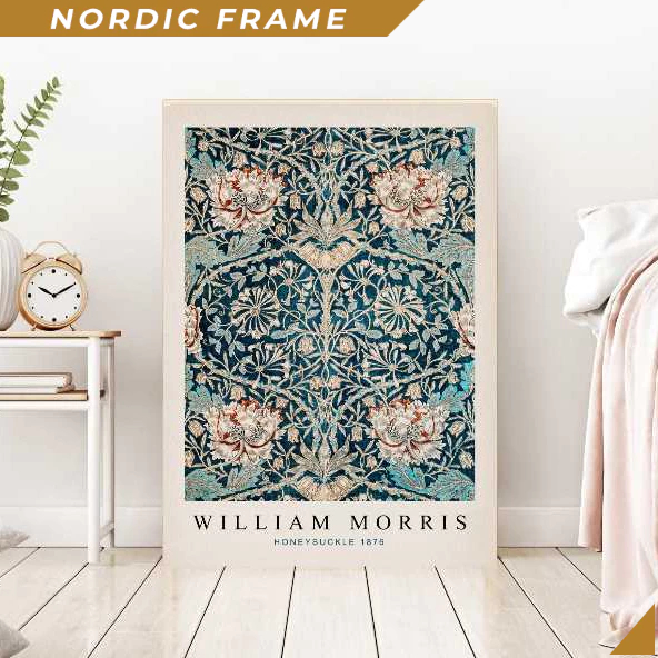 Tranh treo tường, William Morris Art Print, William Morris Honeysuckle Print, Morris Print, Flower A
