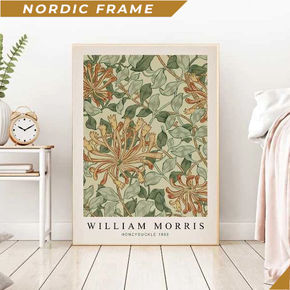 Tranh treo tường, William Morris Art Print, William Morris Honeysuckle Print, Morris Print, Flower A