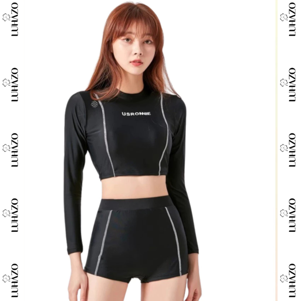 Bộ Đồ Bơi Nữ Dài Tay Đùi LUHAZO, Bikini Đi Biển Kín Đáo Chống Nắng, Chất Đẹp 2101 2201