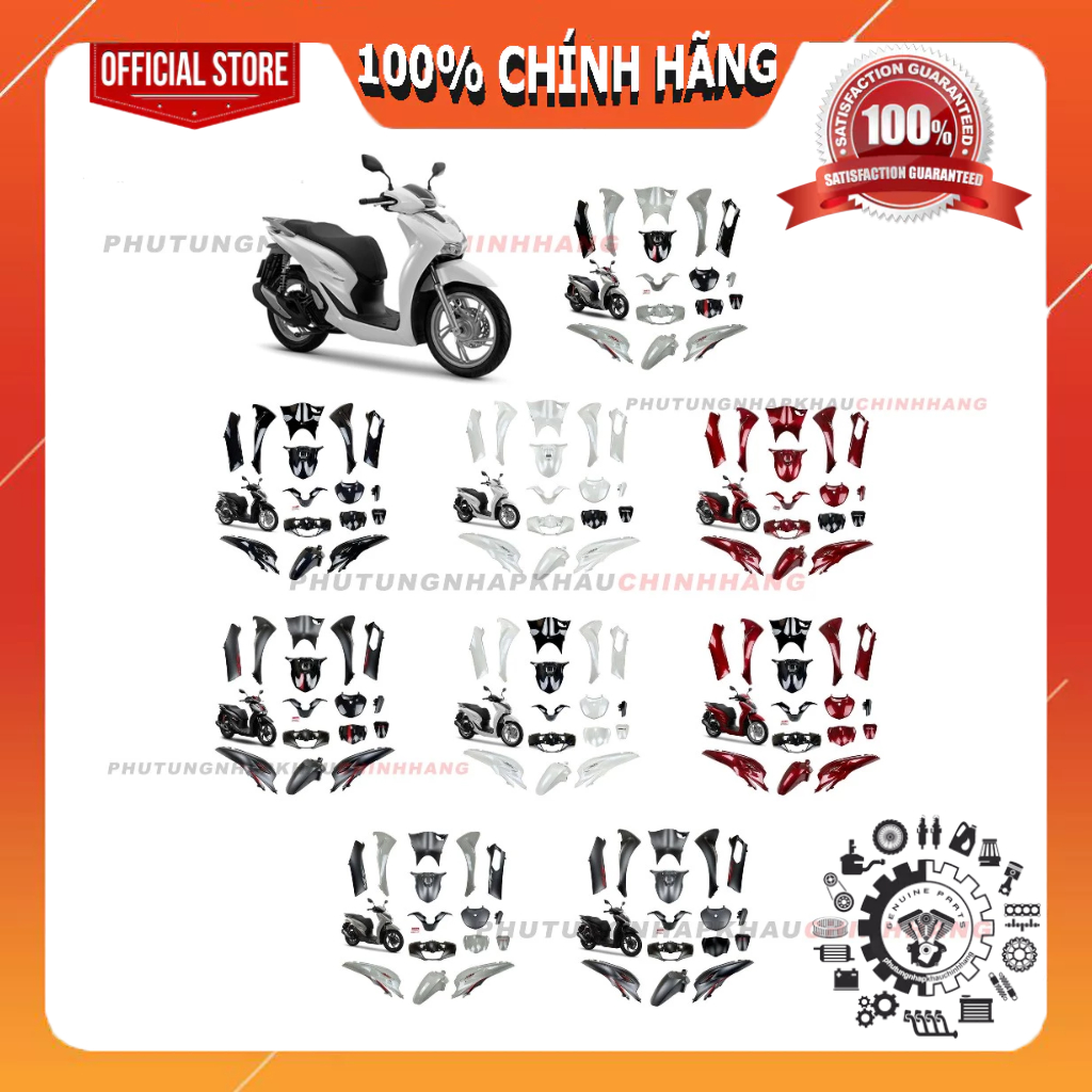 Bộ dàn áo SH 160i, SH 125i đời 2024 2025 các màu zin chính hãng, Bộ vỏ nhựa màu Sh 4 val 2021 2022 2