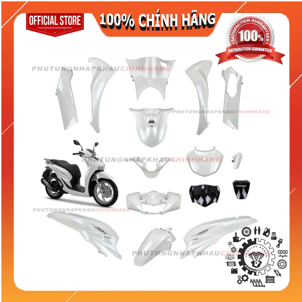 [LẺ MÓN] Dàn áo SH 160i, SH 125i đời 2024 2025 màu Trắng bản Tiêu Chuẩn, Bộ áo xe Honda SH 4 val 202