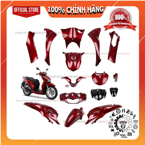 [LẺ MÓN] Dàn áo SH 160i, SH 125i đời 2024 2025 màu Đỏ Đô bản Tiêu Chuẩn, Bộ áo xe Honda SH 4 val 202