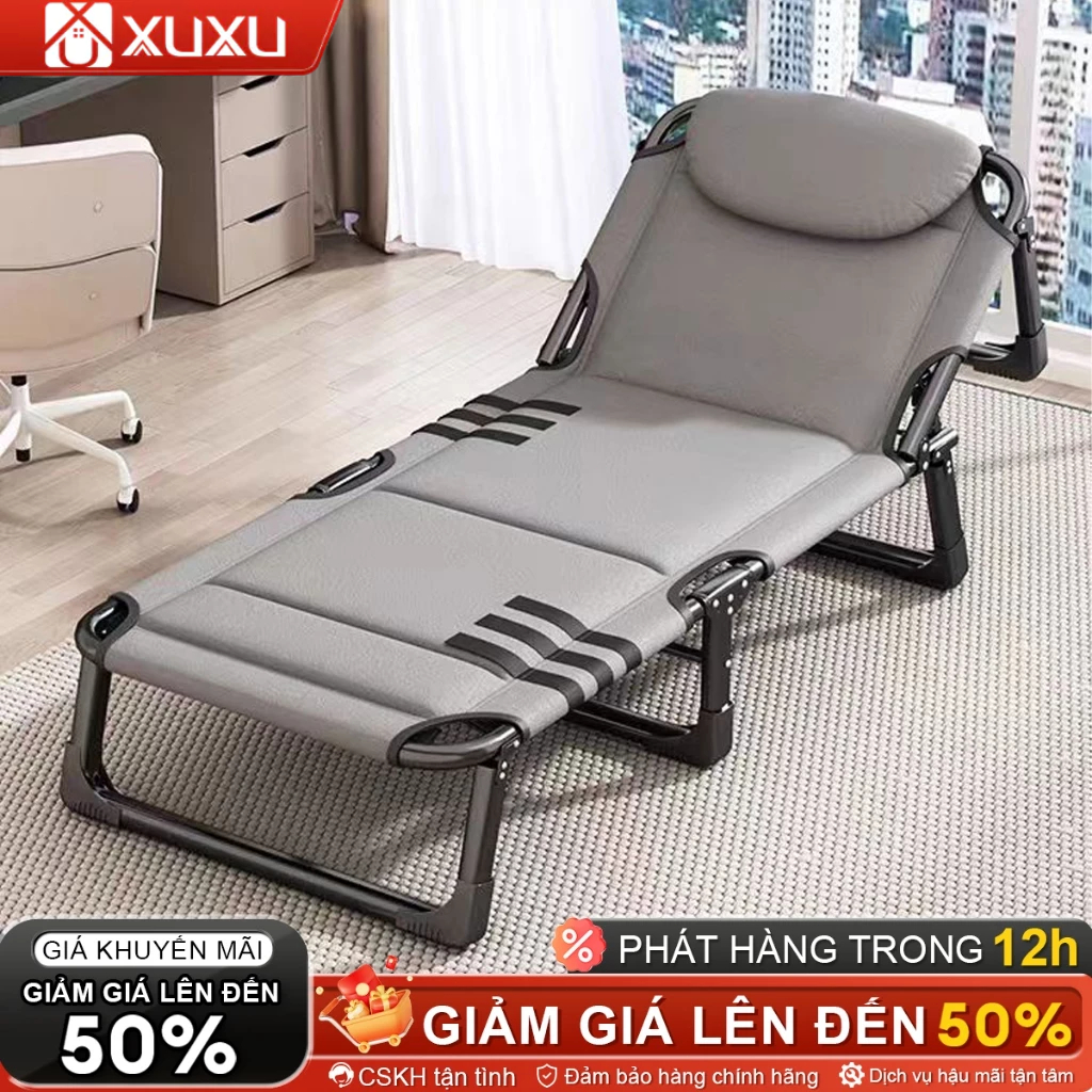XUXU Giường Gấp gọn Đa Chức Năng  Tựa Lưng Gập  Khung Thép Bền Dễ Di Chuyển