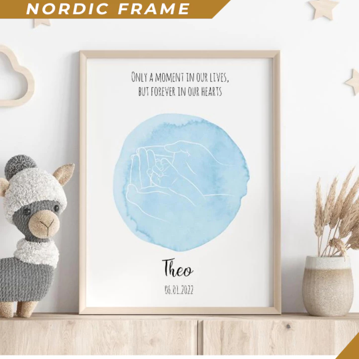 Tranh treo tường, Angel Baby boy Memorial Poster- Personalized Miscarriage Gift, Line Art for Baby L