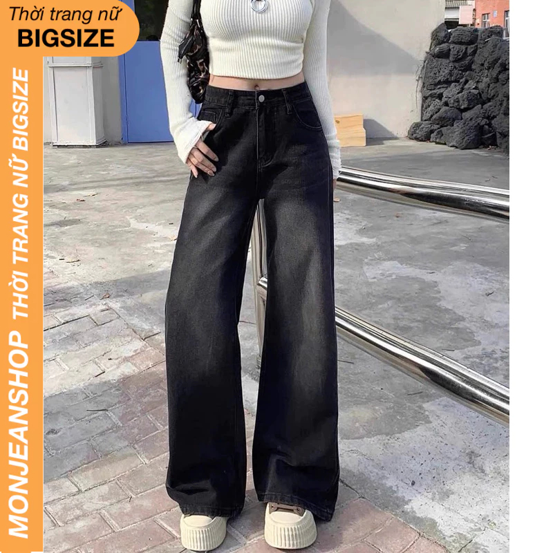 [Mã FATREND0911 giảm đến 30k tối đa 99k] Quần Jean Nữ Bigsize Lưng Cao Trơn Basic Ống Suông MS105
