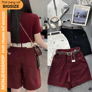  Quần Ngố Jean Nữ Bigsize 55-90kg Lưng Cao Thêu Nơ Túi Sau ms49 