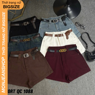  Quần đùi jean nữ bigsize 55-90kg lưng cao dáng A trơn basic QC8801 