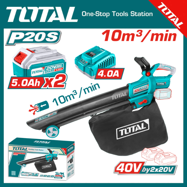Máy thổi bụi hút bụi / thổi lá dùng pin TOTAL 40V TABLI2003