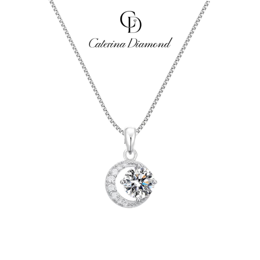 Dây chuyền nữ kim cương Moissanite Caterina Diamond Luna Moonstone Necklace DN005