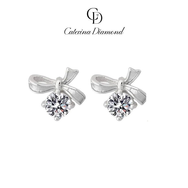 Khuyên tai nữ kim cương Moissanite Caterina Diamond Bow Earrings DE009