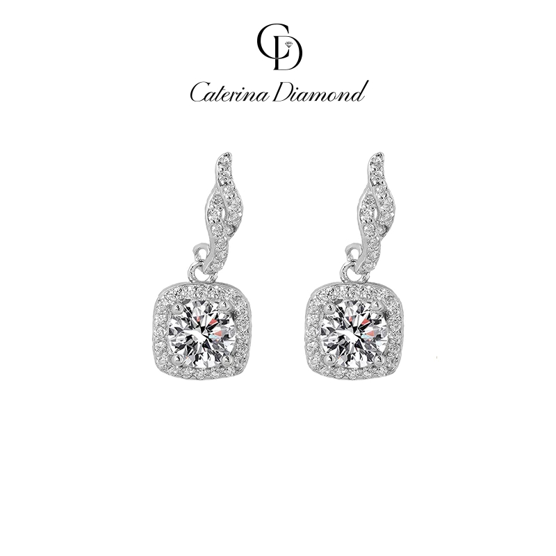 Khuyên tai nữ kim cương Moissanite Caterina Diamond Imitation Sterling Silver DE022