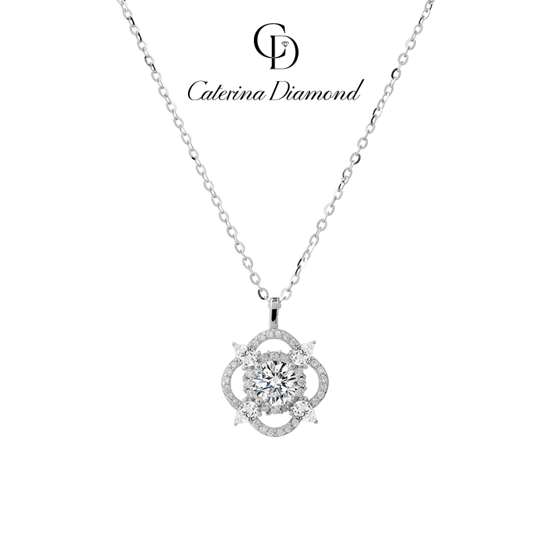 Dây chuyền kim cương Moissanite Caterina Diamond Four Leaf Clover Necklace DN056