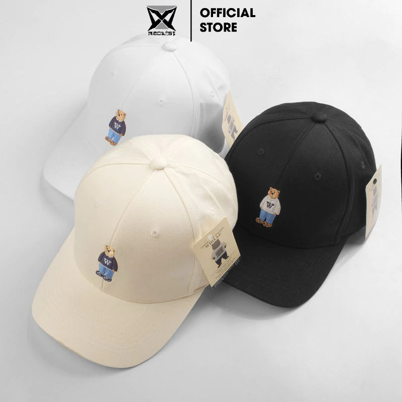 Mũ Nón lưỡi trai Meowist Unisex WHOAU chất liệu vải Kaki logo Gấu ,nón lưỡi trai Hàn Quốc