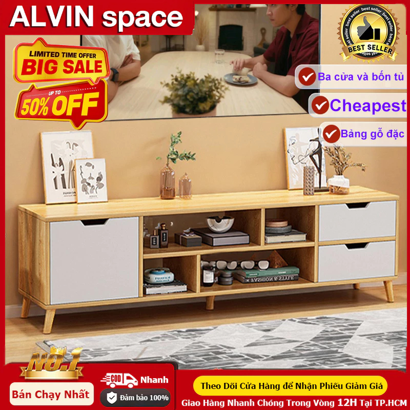 ALVIN Kệ Tivi 80/75/65/55 inch có 3 màu sắc khả năng chứa đồ lớn làm có chịu tải trọng 200kg | BigBuy360 - bigbuy360.vn
