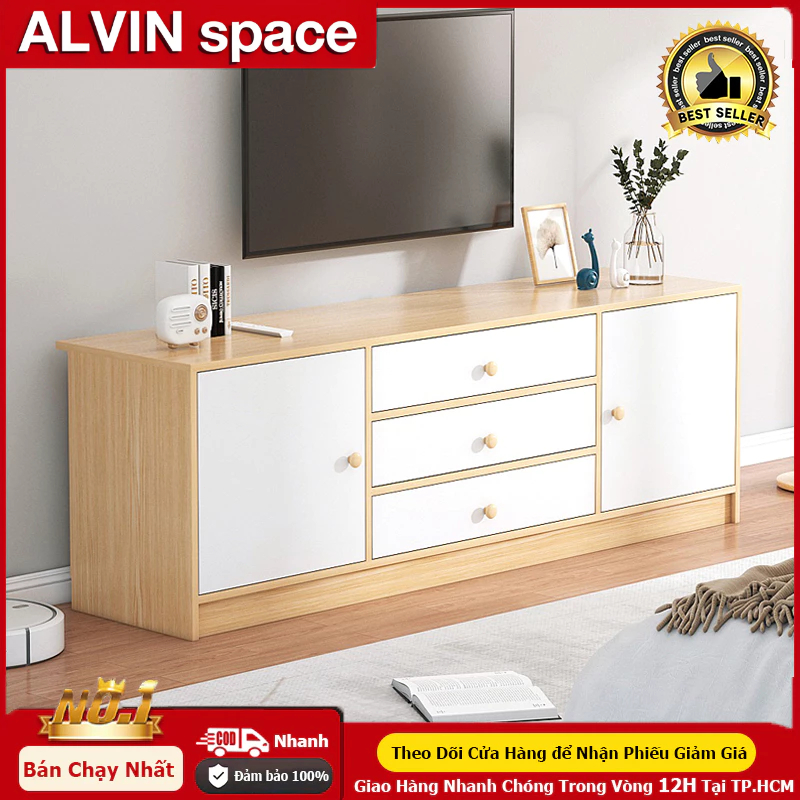 ALVIN Tủ Kệ Tivi Phòng Khách Bắc Âu Hiện Đại Chống ẩm - Ngăn Kéo Tiện Lợi, Chất Liệu MDF Bền Đẹp