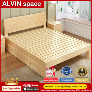  Giường Pallet Gỗ Thông Mới Giường Ngủ Đẹp Chất Lượng gỗ thật 100% 3.5 4 5 6 feet Giường có ngăn kéo 