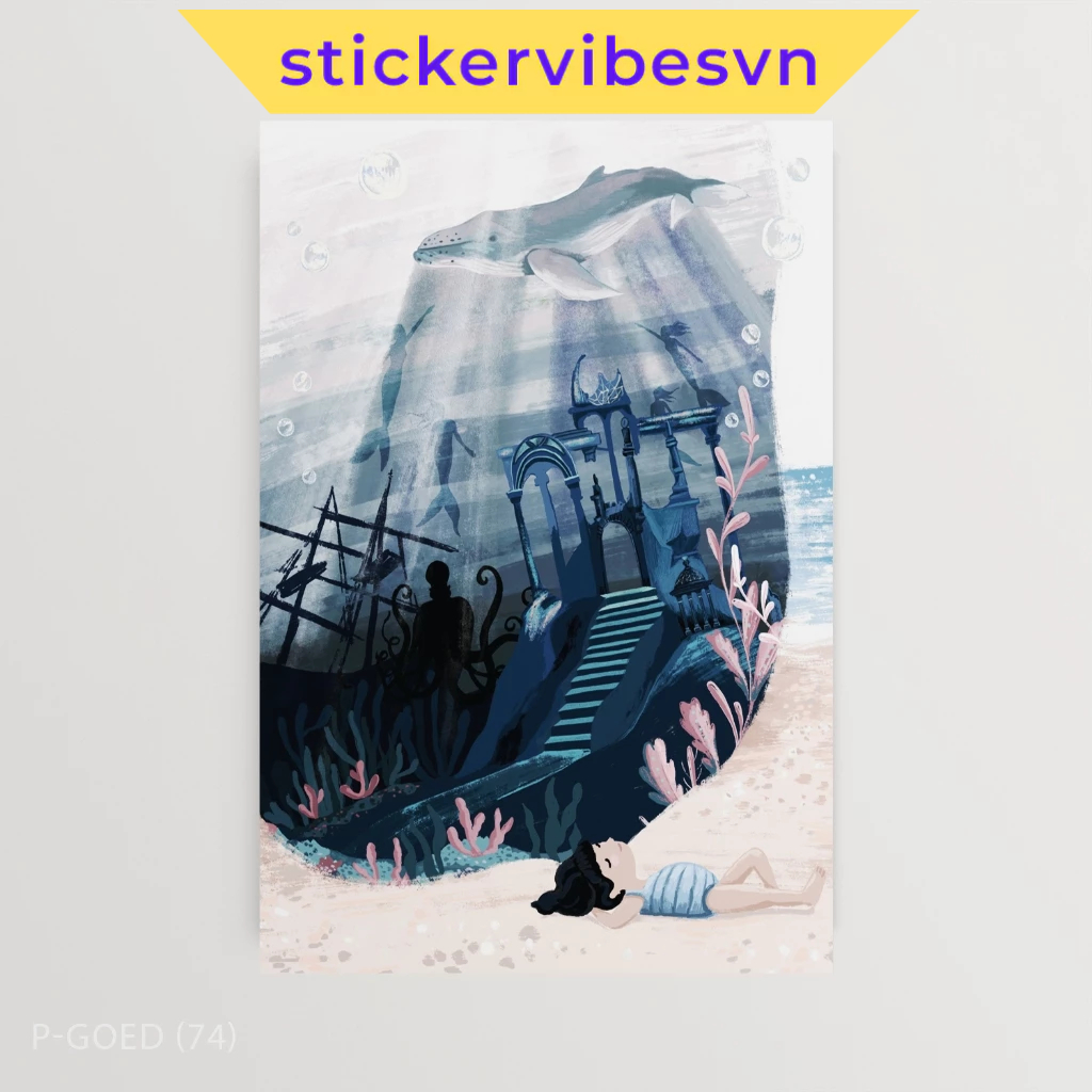 Tranh dán tường fomex, Mysteries of the Deep, decor house, có sẵn keo dán 2 mặt, nhận in theo yêu cầ