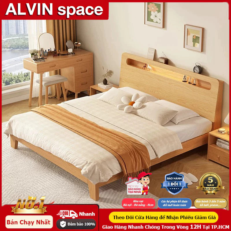 ALVIN Giường Ngủ Giường Pallet Gỗ Thông Mới  Đẹp Chất Lượng gỗ thật 100%1m8/1m5/1m2