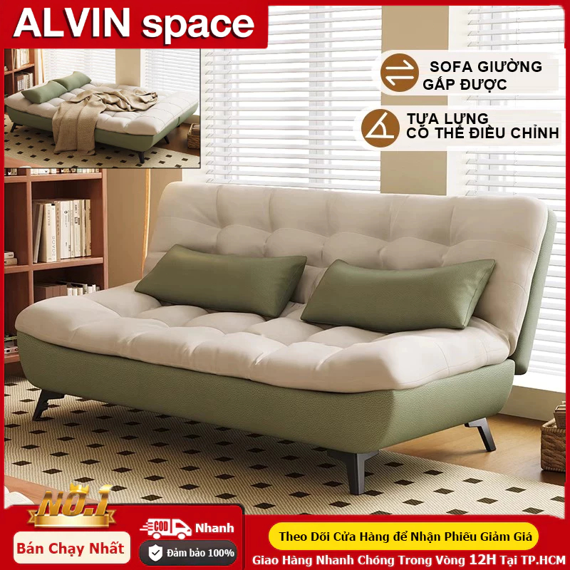 ALVIN Ghế Sofa Đôi Phòng Khách Kiểu Gấp 150cm Phong Cách Kem Đệm Bông Sữa 2025 Ghế Sofa Giường 3in1