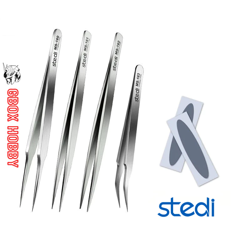 Nhíp mô hình cao cấp Stedi MS-160, 161, 162, 163 thép không gỉ độ chính xác cao dán Decal Sticker Gu