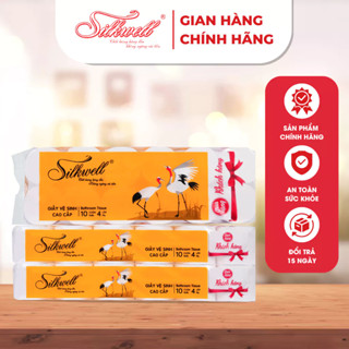 Giấy vệ sinh Sếu 12 cuộn 4 lớp không lõi cao cấp siêu mềm mịn không tẩy trắng hàng chính hãng