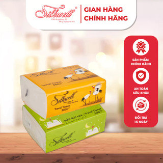  Combo 2 gói giấy ăn rút 300 tờ 3 lớp Sếu và gấu trúc hãng Silkwell siêu dai bỏ túi tiện lợi 