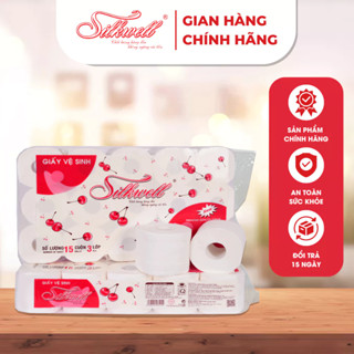 Giấy vệ sinh Silkwell Cherry 15 cuộn 3 lớp chính hãng mềm mịn siêu dai