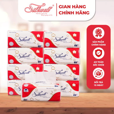 9 gói Giấy rút đa năng Silkwell 100 tờ siêu dai giấy lau bếp, giấy lau đa năng