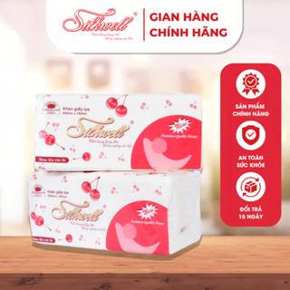  Khăn giấy ăn rút lụa Silkwell 280 tờ 2 lớp Cherry mềm mịn không tẩy trắng + dai mềm mịn + không bụi giấy 